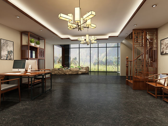 中式辦公辦公區裝修設計效果圖