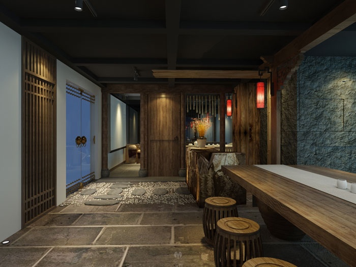 園林辦公室進門區裝修設計方案效果圖