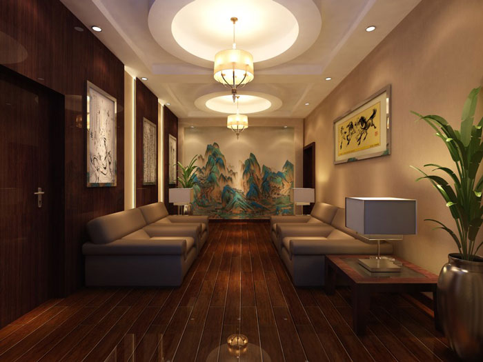 中式辦公樓接待區設計方案