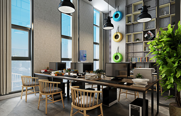 loft工業風辦公室辦公區裝修設計效果圖