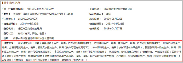 生物科技公司經營范圍示意圖