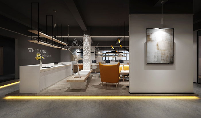 灰色調(diào)辦公室接待區(qū)裝修設(shè)計效果圖