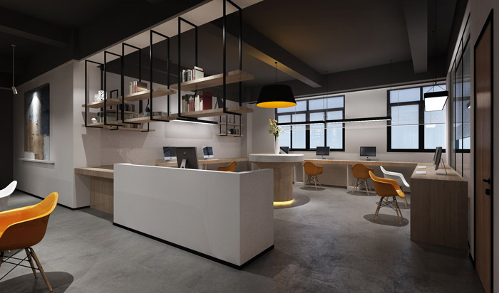 灰色調(diào)辦公室辦公區(qū)裝修設(shè)計效果圖