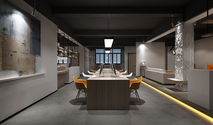 灰色調(diào)辦公室辦公區(qū)裝修設(shè)計效果圖