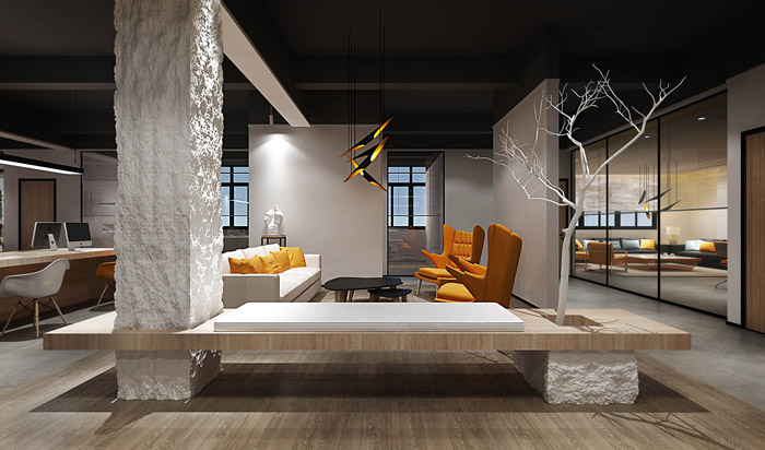 灰色調(diào)辦公室接待區(qū)裝修設(shè)計效果圖