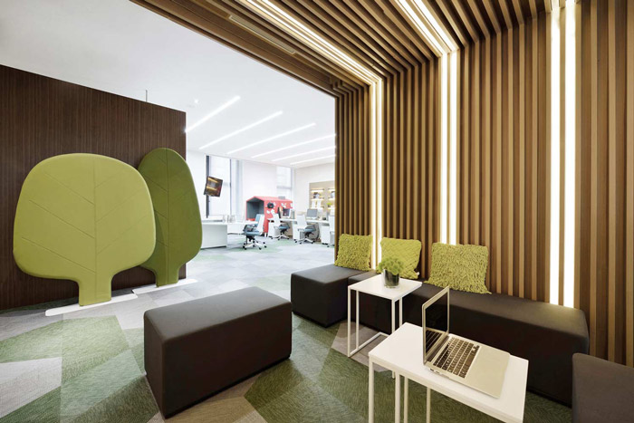 綠色辦公室辦公區裝修設計效果圖