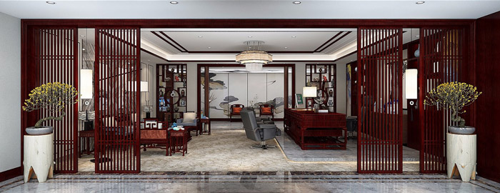 中式總經理辦公室設計效果圖