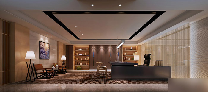 中式禪意風格總經理辦公室裝修效果圖