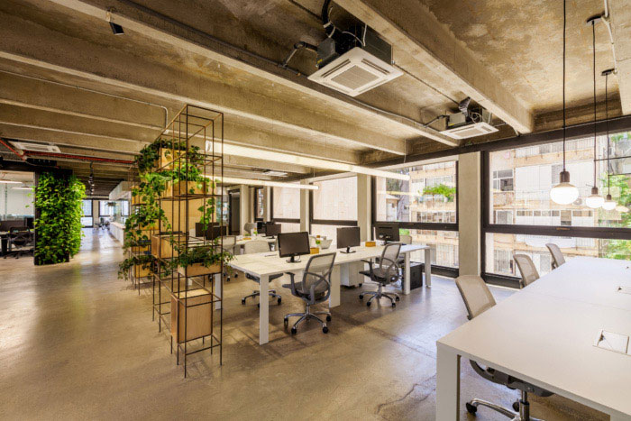 綠色辦公室辦公區裝修效果圖